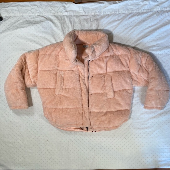 Light Before Dark Dark Pink Teddy Puffer Jacket Large - Picture 4 of 10